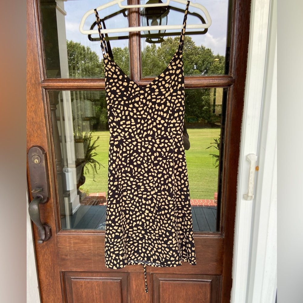 Sanctuary Black and Beige Spotted Slip Dress